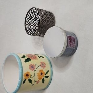 Sonoma Candle Holder, Glass Jar Candle and  Ceramic Flower Design Jar